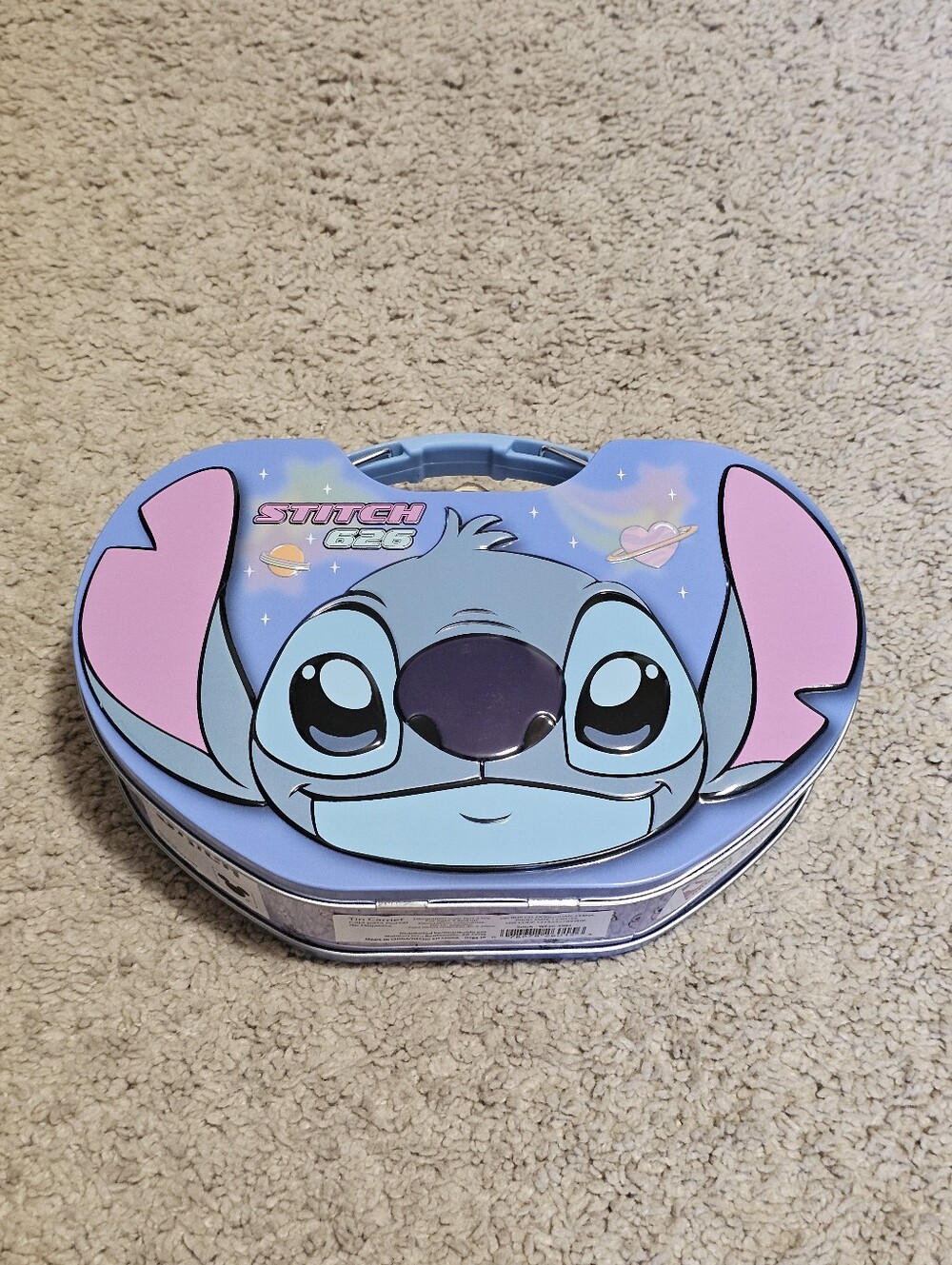 New! Disney Lilo & Stitch 626 Metal Lunchbox Tin Carrier w/ Handle & Latch